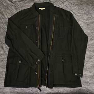 Goodthreads Black Military Field Jacket with Full Length Zipper and 4 pockets